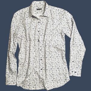 RICKY’S Blue Floral Button Front Shirt. Size Men’s Small | 100% Cotton | Preppy